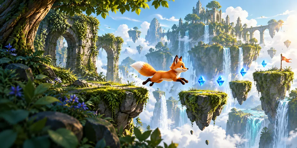 Fox's Floating Run — AI illustrated cover art