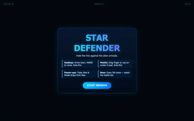 Star Defender, a space shooter game